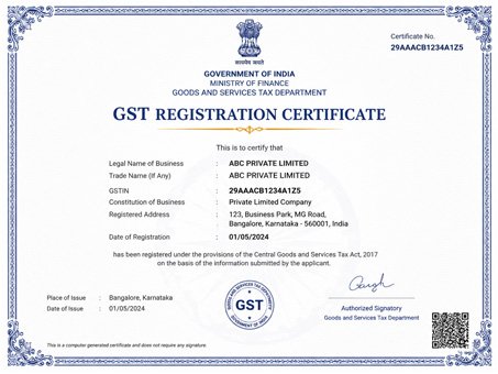 GST CERTIFICATE Manufacturers in Delhi