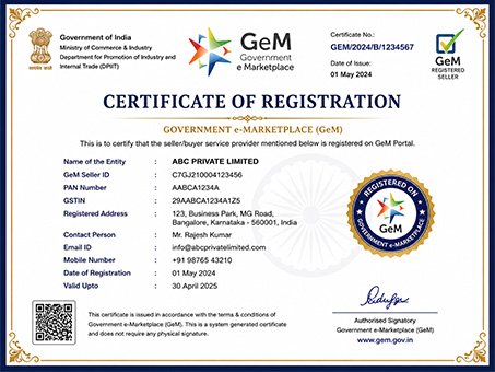 GEM REGSITARTION Manufacturers in Delhi