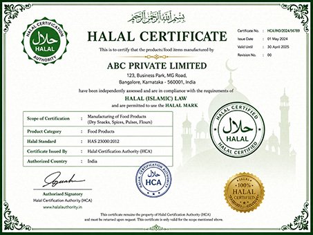 HALAL CERTIFICATE Manufacturers in Delhi